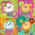 Bonjour joyeux avec des animaux color&eacute;s